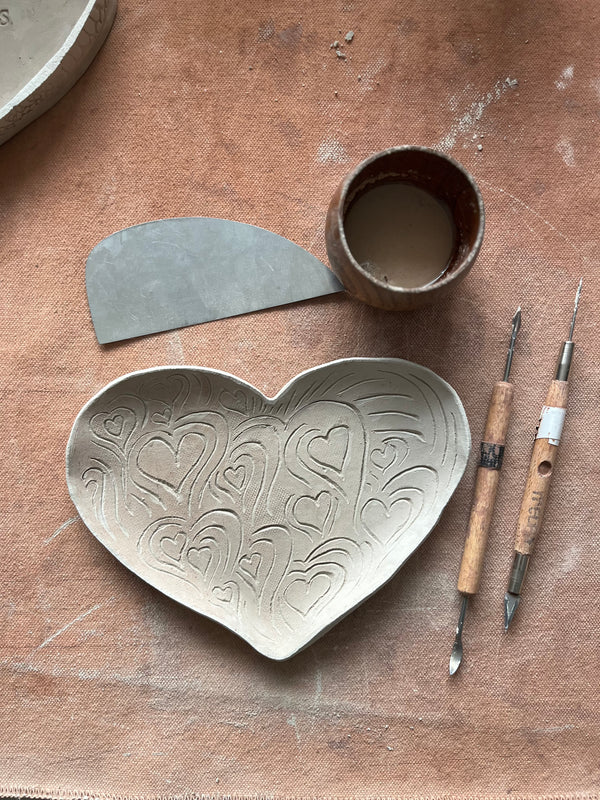 Request / Book a Ceramic Heart Dish Pottery Handbuilding:  Drop In Workshop
