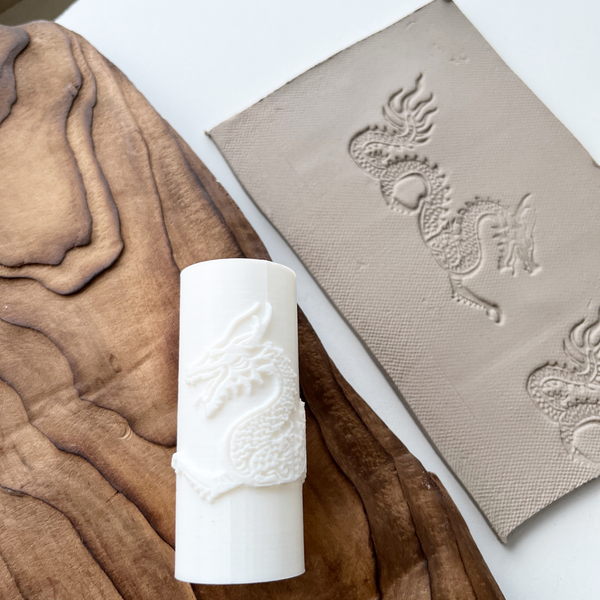 Chinese Dragon Textured Handroller Stamp